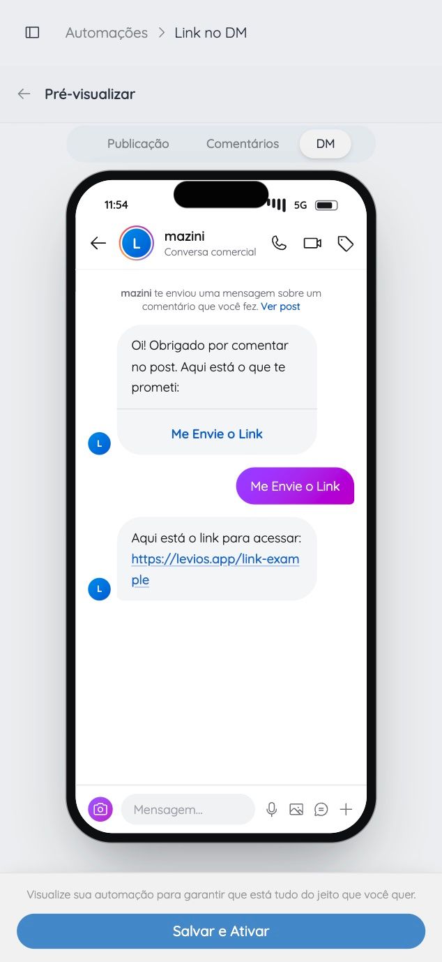 Automation preview in Instagram DMs